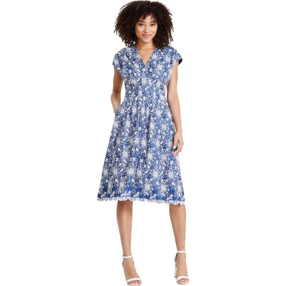 Kensie Womens Embroidered Midi Dress, NWT
